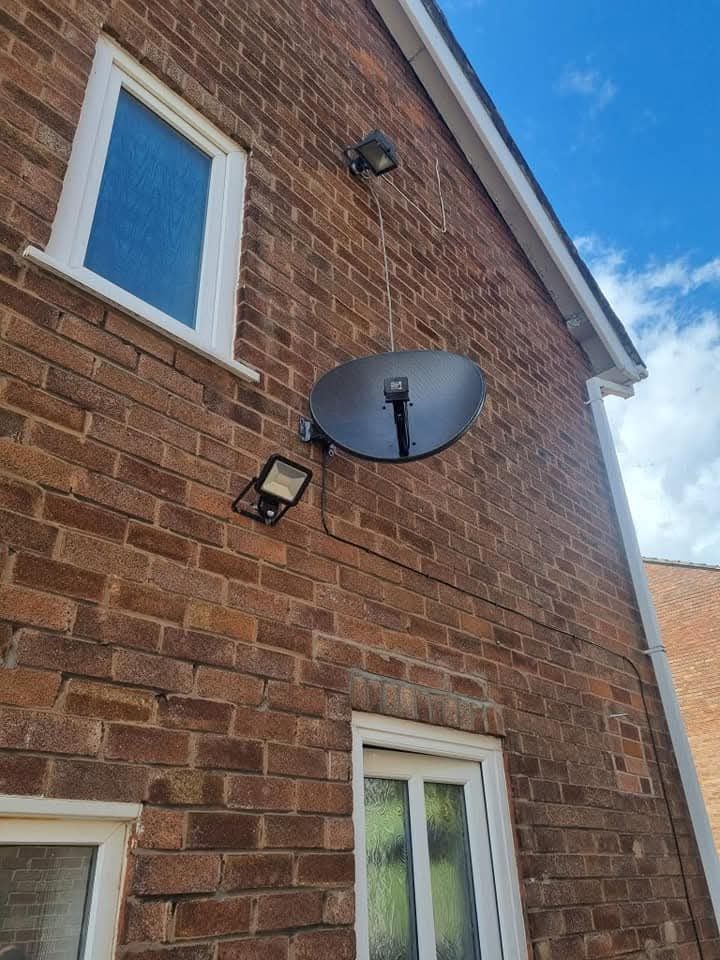 Freesat satellite dish fitted to a Stockport property