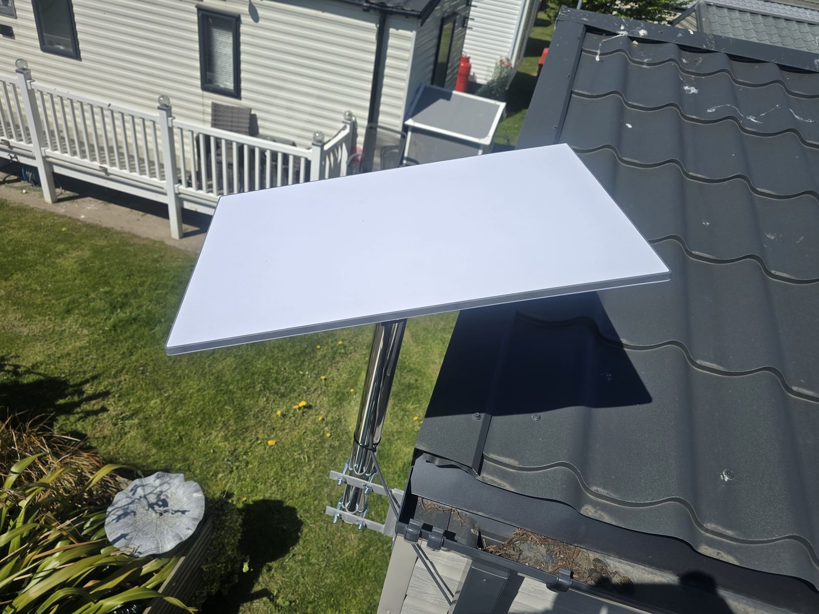 Starlink installation on a holiday park static caravan