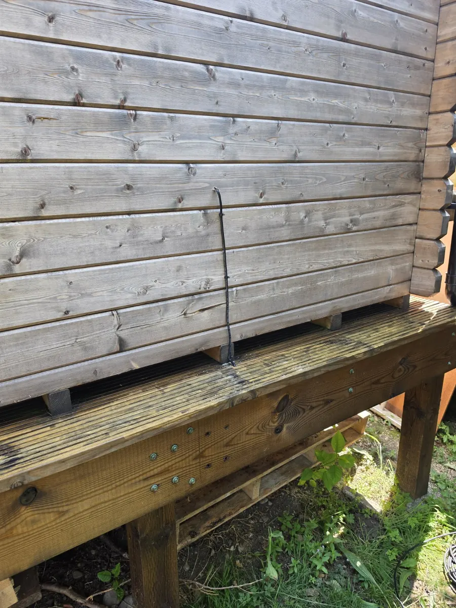 External data cable routed down the timber side of a garden office in Glossop
