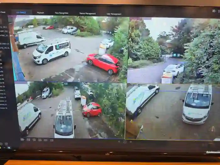 Commercial multi-camera CCTV live view from an Evolution Data & Digital installation